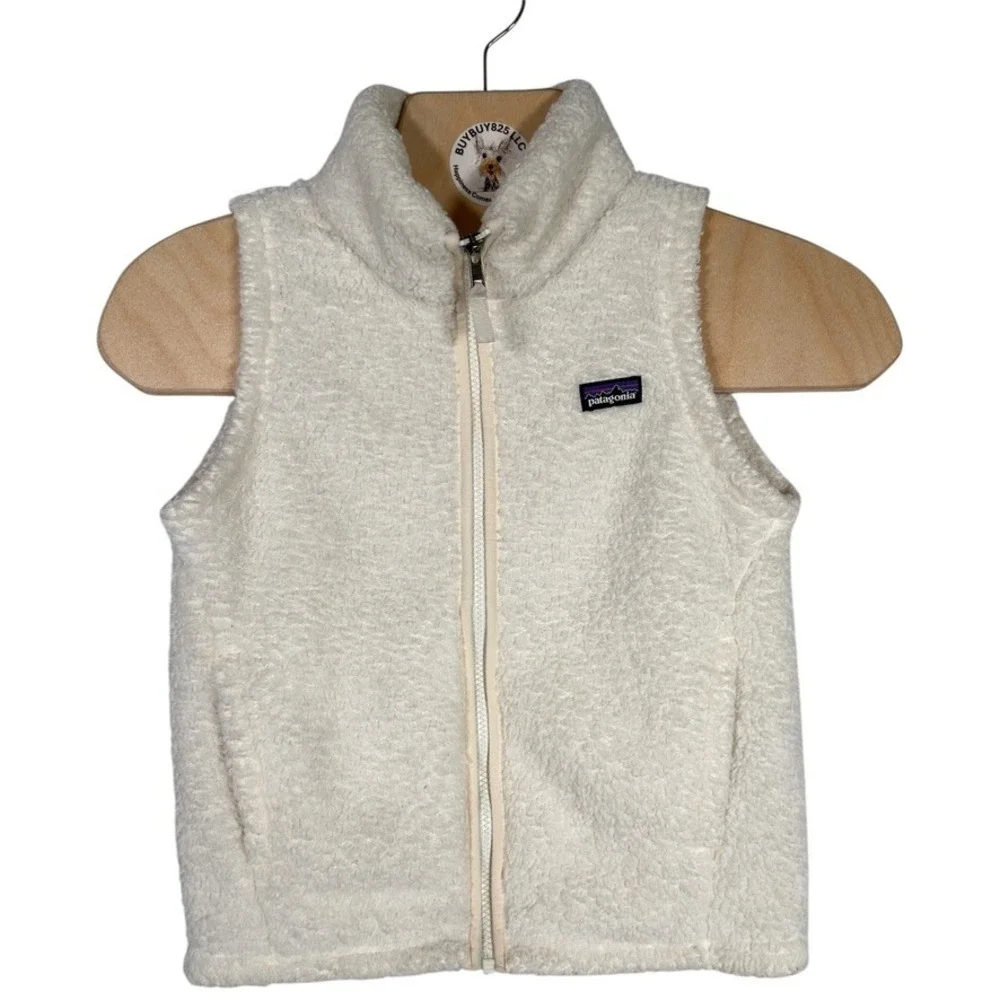 Patagonia Girls Los Gatos Fleece Vest Birch White Full Zip Size M 10
